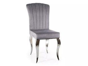Scaun de dining  PRINCE VELVET (FRAME CHROME/GRAY TAP. 195) 46*44*100 cm