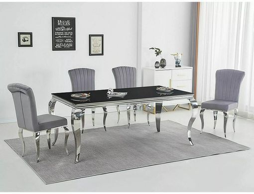 Scaun de dining  PRINCE VELVET (FRAME CHROME/GRAY TAP. 195) 46*44*100 cm