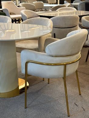 Scaun de dining RIVIERA BEIGE VELVET + GOLDED LEG 46*44*80cm