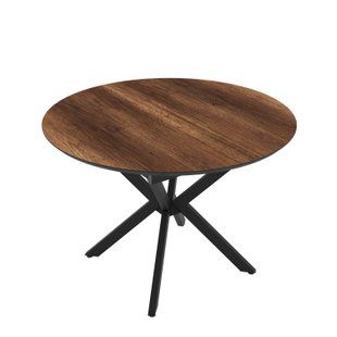 Masă de dining rotundă DOBOK BAROK D110*76 cm (extensibilă, diametru 1,1 m, picioare negre)