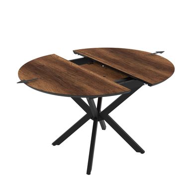 Masă de dining rotundă DOBOK BAROK D110*76 cm (extensibilă, diametru 1,1 m, picioare negre)