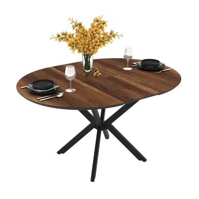 Masă de dining rotundă DOBOK BAROK D110*76 cm (extensibilă, diametru 1,1 m, picioare negre)