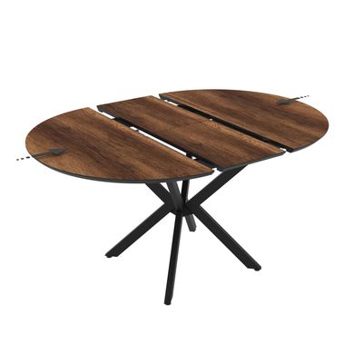 Masă de dining rotundă DOBOK BAROK D110*76 cm (extensibilă, diametru 1,1 m, picioare negre)