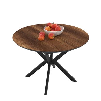 Masă de dining rotundă DOBOK BAROK D110*76 cm (extensibilă, diametru 1,1 m, picioare negre)