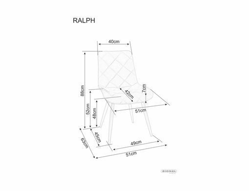 Scaun de dining RALPH VELVET (FRAME BLACK/BEIGE BLUVEL 40) 51*42*88 cm