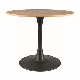 Masă de dining AMADEO II STEJAR cu NEGRU MAT (MDF/MELAMINĂ/METAL) 90&times;76 cm