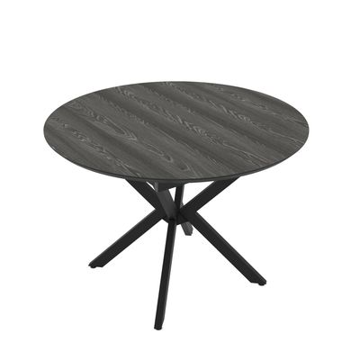 Masă de dining rotundă DOBOK LUMIERE WOOD D110*76 cm (extensibilă, diametru 1,1 m, picioare negre)