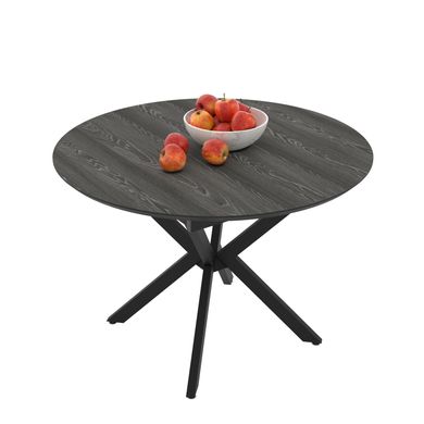 Masă de dining rotundă DOBOK LUMIERE WOOD D110*76 cm (extensibilă, diametru 1,1 m, picioare negre)