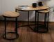Set măsuțe de cafea TWIX STEJAR ARTISAN cu NEGRU MAT (MDF FURNIRUIT/METAL) 75&times;40&times;50/32&times;45 cm