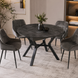 Masa de sufragerie OSCAR DARK GREY MARMURA 120/160*120*75 cm