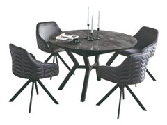 OSCAR table and chairs set (4 swivel chairs + dining table 120/160*120*75)(29968)