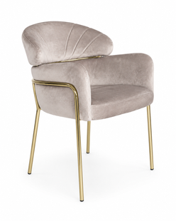 Scaun de dining RIVIERA CAPPUCINO VELVET + GOLDED LEG 46*44*80cm
