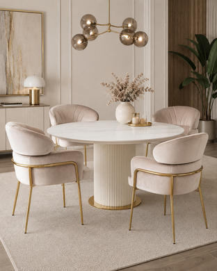 Scaun de dining RIVIERA CAPPUCINO VELVET + GOLDED LEG 46*44*80cm