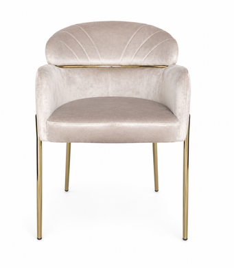 Scaun de dining RIVIERA CAPPUCINO VELVET + GOLDED LEG 46*44*80cm
