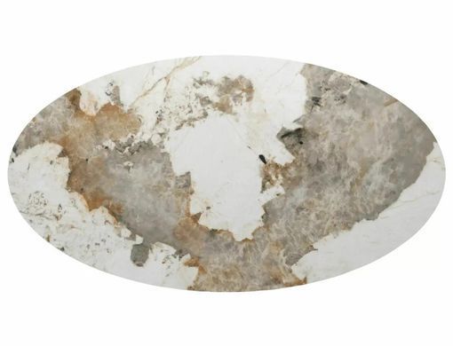 Masă de dining MAROCCO CERAMIC ALB LUCIOS cu NUC (MDF/CERAMICĂ PANDORO/MDF/FURNIR NATURAL) 160(200)&times;90 cm