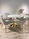 Designer table DROP WHITE GLOSSY MARBLE (round designer table with a single leg, top: white glossy marble, gold metal leg).