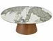 Masă de dining MAROCCO CERAMIC ALB LUCIOS cu NUC (MDF/CERAMICĂ PANDORO/MDF/FURNIR NATURAL) 160(200)&times;90 cm