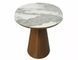 Masă de dining MAROCCO CERAMIC ALB LUCIOS cu NUC (MDF/CERAMICĂ PANDORO/MDF/FURNIR NATURAL) 160(200)&times;90 cm
