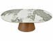 Masă de dining MAROCCO CERAMIC ALB LUCIOS cu NUC (MDF/CERAMICĂ PANDORO/MDF/FURNIR NATURAL) 160(200)&times;90 cm