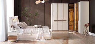 Set de dormitor BERLIN (Pat 180, dulap coltar cu 7 uși, 2 noptiere, masă de toaletă și oglindă)