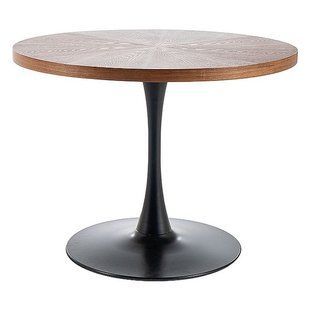Masă de dining AMADEO NUC cu NEGRU MAT (MDF/FURNIR NATURAL/METAL) 100&times;76 cm