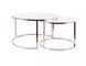 Coffee table set ATLANTA B WHITE MARBLE EFFECT with CHROME (GLASS/METAL) 80&times;45/60&times;42 cm