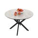 Masă de dining rotundă DOBOK LAGINA GLOSSY D110*76 cm (extensibilă, diametru 1,1 m, picioare negre)