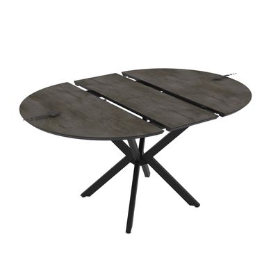 Masă de dining rotundă DOBOK IRONY D110*76 cm (extensibilă, diametru 1,1 m, picioare negre)