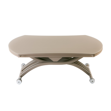 Table transformer BERGAMO KHAKI FROSTED GLASS 120*75,7/120*43/76 (extendable table with mechanism, khaki table-top MDF + khaki frosted glass, khaki metal leg)(29548)