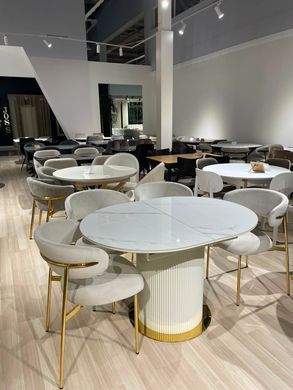 Masa de sufragerie RIVIERA-G WHITE MARBLE+GOLD 120/160*90*76