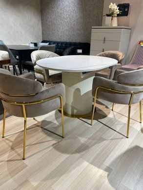 Masa de sufragerie RIVIERA-G WHITE MARBLE+GOLD 120/160*90*76
