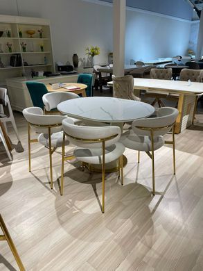 Masa de sufragerie RIVIERA-G WHITE MARBLE+GOLD 120/160*90*76