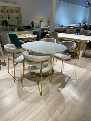 Masa de sufragerie RIVIERA-G WHITE MARBLE+GOLD 120/160*90*76