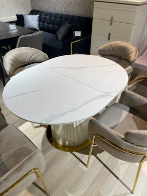 Masa de sufragerie RIVIERA-G WHITE MARBLE+GOLD 120/160*90*76