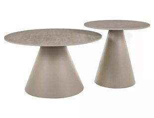 Set măsuțe de cafea HILL II TRAVERTIN BEJ cu CAȘMIR (CERAMICĂ/METAL) 70&times;40/45&times;47 cm