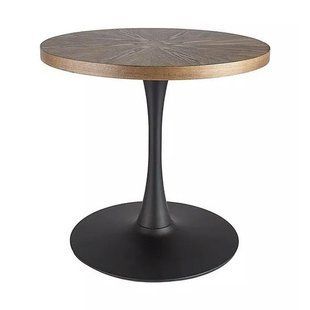 Masă de dining AMADEO NUC cu NEGRU MAT (MDF/FURNIR NATURAL/METAL) 80&times;76 cm