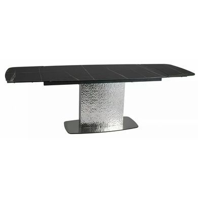 Masă de dining MONCLER CERAMIC NEGRU cu ARGINTIU (STICLĂ/CERAMICĂ/METAL) 160(240)&times;90 cm