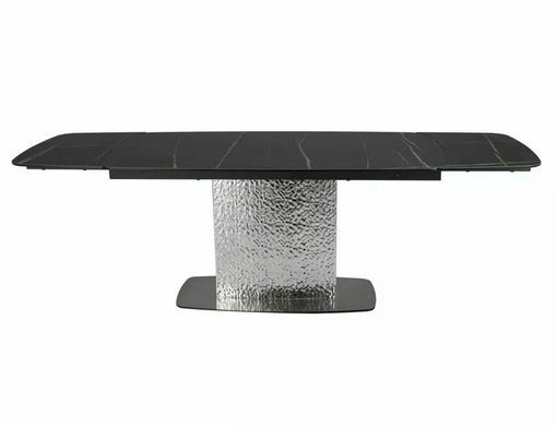 Masă de dining MONCLER CERAMIC NEGRU cu ARGINTIU (STICLĂ/CERAMICĂ/METAL) 160(240)&times;90 cm