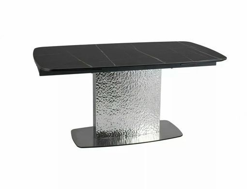 Masă de dining MONCLER CERAMIC NEGRU cu ARGINTIU (STICLĂ/CERAMICĂ/METAL) 160(240)&times;90 cm