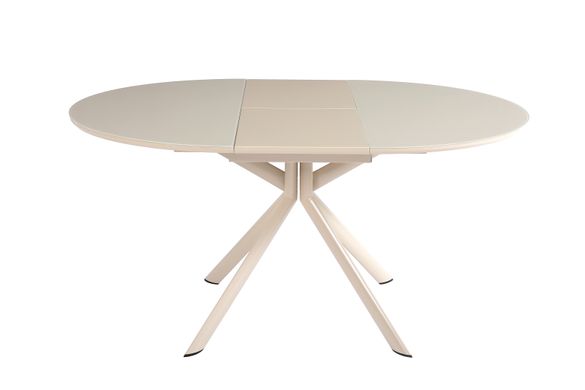 Dining table Capri (tempered glossy glass) 1150/1550*1150*760 glossy tabletop, cream color, cream leg