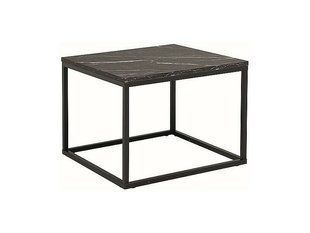 Coffee table ROSSI B BLACK MARBLE EFFECT with MATTE BLACK (LAMINATED CHIPBOARD/METAL) 60&times;60 cm