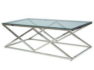 Măsuță de cafea ZEGNA A TRANSPARENT cu ARGINTIU (STICLĂ SECURIZATĂ/METAL) 120&times;60 cm
