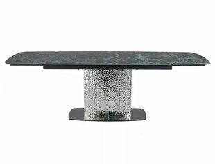 Masă de dining MONCLER CERAMIC MARIN cu ARGINTIU (STICLĂ /CERAMICĂ /METAL) 160(240)&times;90 cm