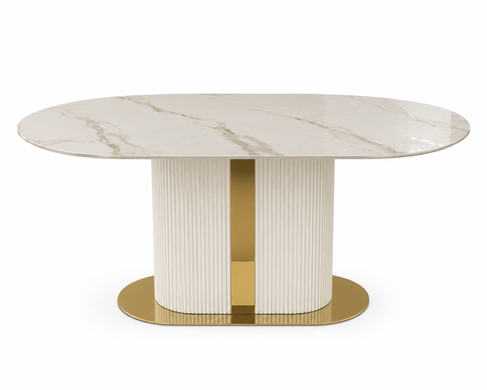 Masa de sufragerie AMALIA-G NEW WHITE MARBLE CREM LEG 160*90*75