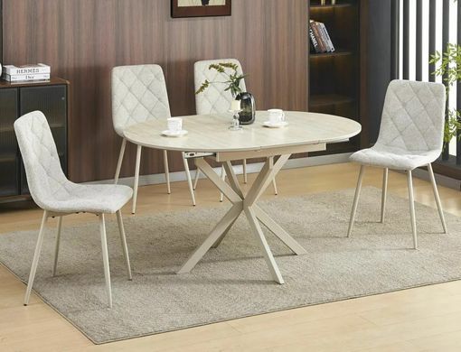 Masă de dining GASTON CERAMIC TRAVERTINE cu CAȘMIR (MDF/CERAMICĂ/METAL) 100(135)&times;100 cm
