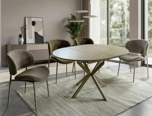 Masă de dining GASTON CERAMIC TRAVERTINE cu CAȘMIR (MDF/CERAMICĂ/METAL) 100(135)&times;100 cm