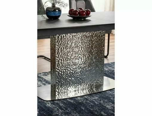Masă de dining MONCLER CERAMIC MARIN cu ARGINTIU (STICLĂ /CERAMICĂ /METAL) 160(240)&times;90 cm
