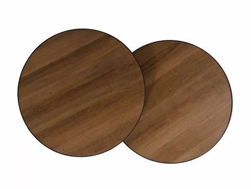 Set măsuțe de cafea PENELOPE NUC cu NEGRU (MDF FURNIRUIT/METAL) 50&times;50/50&times;45 cm
