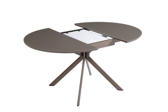 Dining table Capri (tempered glossy glass) 1150/1550*1150*760 glossy tabletop, cappuccino color, cappuccino leg