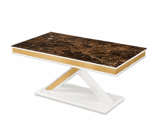 Masă de dining MILANO MILK (MARBLE 13/GOLD) 180/220/260*95*77 cm